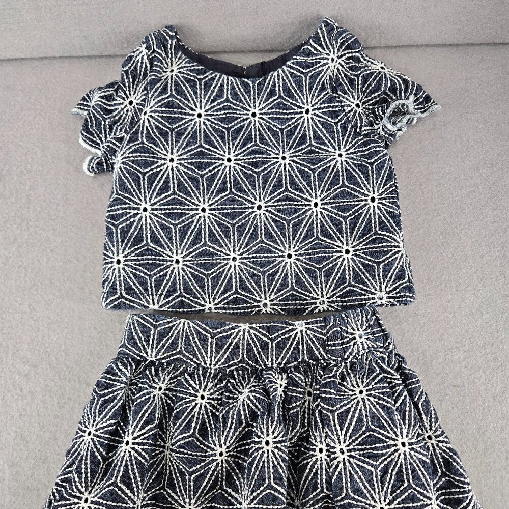 Genuine Kids from Oshkosh, 2 piece skirt set, Blue/White Star Pattern, 12 month